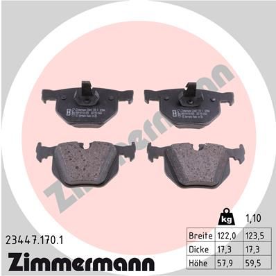 Комплект тормозных колодок, дисковый тормоз ZIMMERMANN 234471701