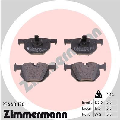 Комплект тормозных колодок, дисковый тормоз ZIMMERMANN 234481701