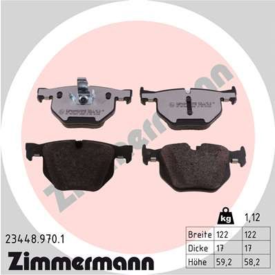 Комплект тормозных колодок, дисковый тормоз ZIMMERMANN 234489701