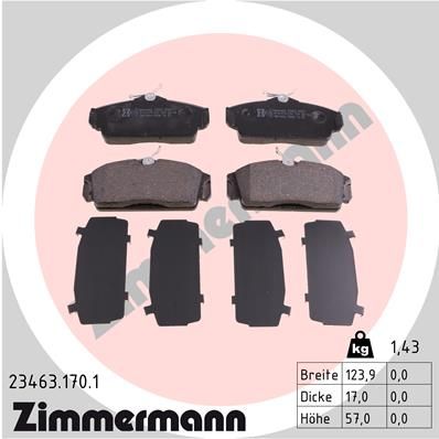 Комплект тормозных колодок, дисковый тормоз ZIMMERMANN 234631701