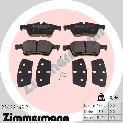 Комплект тормозных колодок, дисковый тормоз ZIMMERMANN 234821652