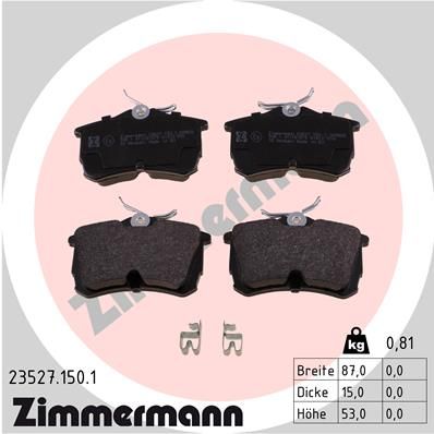 Комплект тормозных колодок, дисковый тормоз ZIMMERMANN 235271501