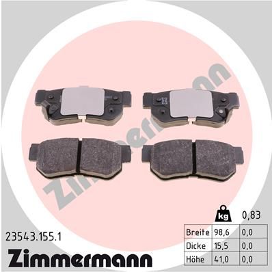 Комплект тормозных колодок, дисковый тормоз ZIMMERMANN 235431551
