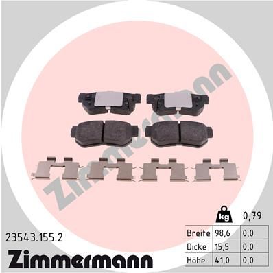 Комплект тормозных колодок, дисковый тормоз ZIMMERMANN 235431552