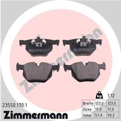Комплект тормозных колодок, дисковый тормоз ZIMMERMANN 235501701