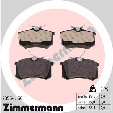 Комплект тормозных колодок, дисковый тормоз ZIMMERMANN 235541501