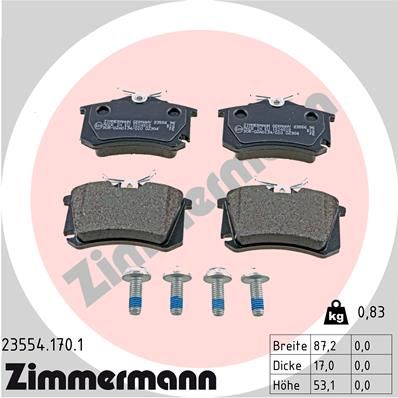 Комплект тормозных колодок, дисковый тормоз ZIMMERMANN 235541701