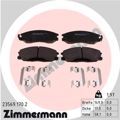 Комплект тормозных колодок, дисковый тормоз ZIMMERMANN 235691702