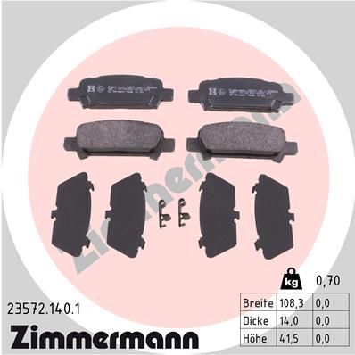 Комплект тормозных колодок, дисковый тормоз ZIMMERMANN 235721401