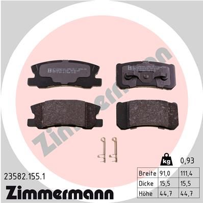 Комплект тормозных колодок, дисковый тормоз ZIMMERMANN 235821551