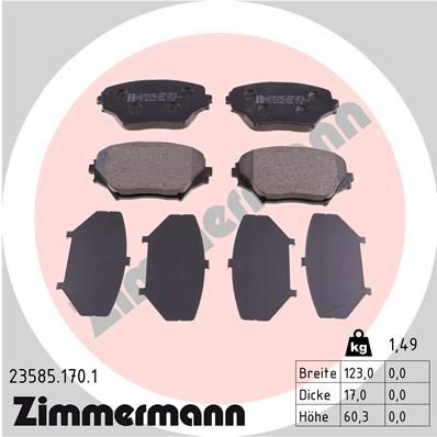 Комплект тормозных колодок, дисковый тормоз ZIMMERMANN 235851701