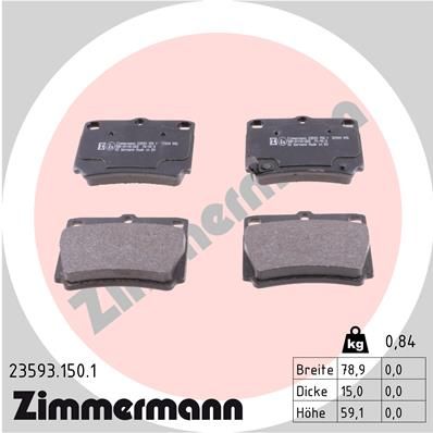 Комплект тормозных колодок, дисковый тормоз ZIMMERMANN 235931501