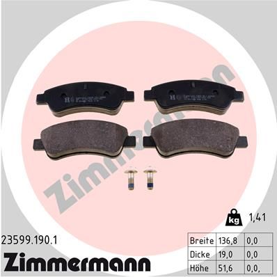 Комплект тормозных колодок, дисковый тормоз ZIMMERMANN 235991901