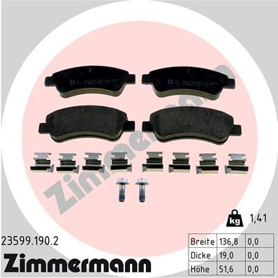 Комплект тормозных колодок, дисковый тормоз ZIMMERMANN 235991902