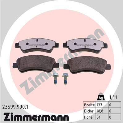 Комплект тормозных колодок, дисковый тормоз ZIMMERMANN 235999901