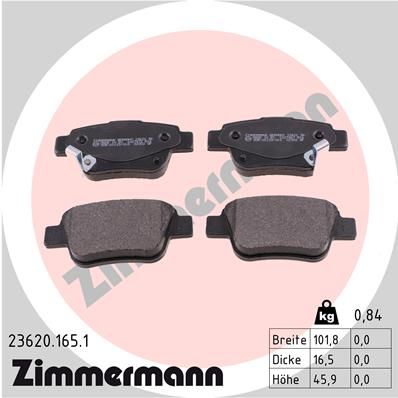 Комплект тормозных колодок, дисковый тормоз ZIMMERMANN 236201651
