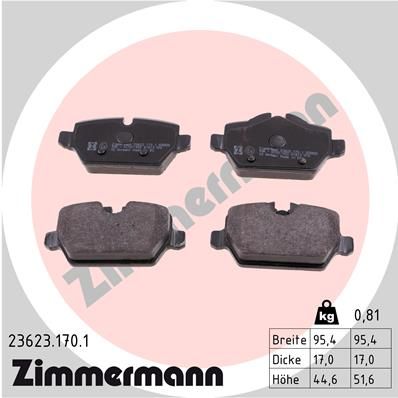 Комплект тормозных колодок, дисковый тормоз ZIMMERMANN 236231701