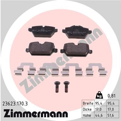 Комплект тормозных колодок, дисковый тормоз ZIMMERMANN 236231703