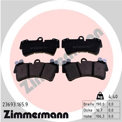 Комплект тормозных колодок, дисковый тормоз ZIMMERMANN 236931659