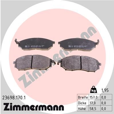 Комплект тормозных колодок, дисковый тормоз ZIMMERMANN 236981701