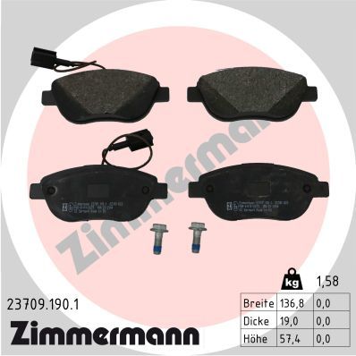 Комплект тормозных колодок, дисковый тормоз ZIMMERMANN 237091901