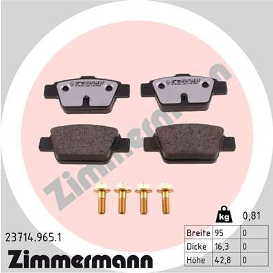Комплект тормозных колодок, дисковый тормоз ZIMMERMANN 237149651