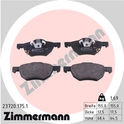 Комплект тормозных колодок, дисковый тормоз ZIMMERMANN 237201751