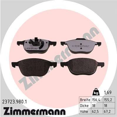 Комплект тормозных колодок, дисковый тормоз ZIMMERMANN 237239801