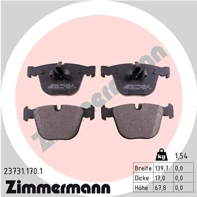 Комплект тормозных колодок, дисковый тормоз ZIMMERMANN 237311701