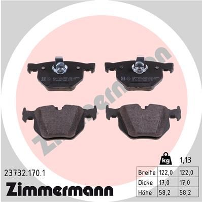 Комплект тормозных колодок, дисковый тормоз ZIMMERMANN 237321701