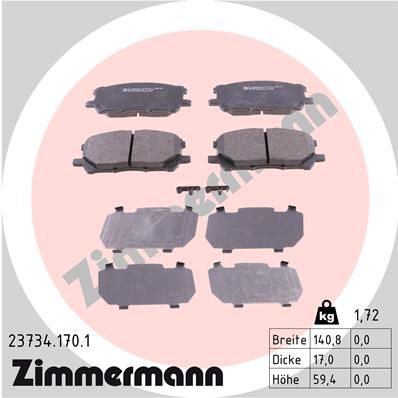 Комплект тормозных колодок, дисковый тормоз ZIMMERMANN 237341701