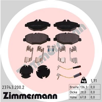 Комплект тормозных колодок, дисковый тормоз ZIMMERMANN 237432002