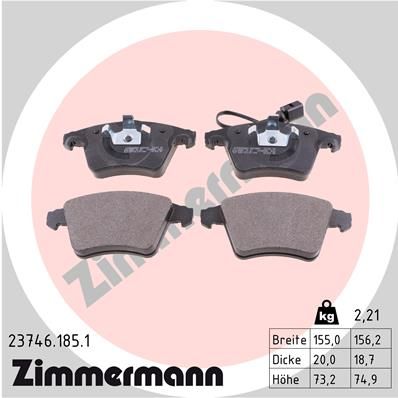Комплект тормозных колодок, дисковый тормоз ZIMMERMANN 237461851