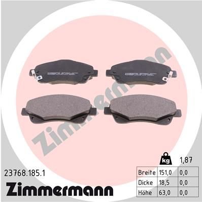 Комплект тормозных колодок, дисковый тормоз ZIMMERMANN 237681851