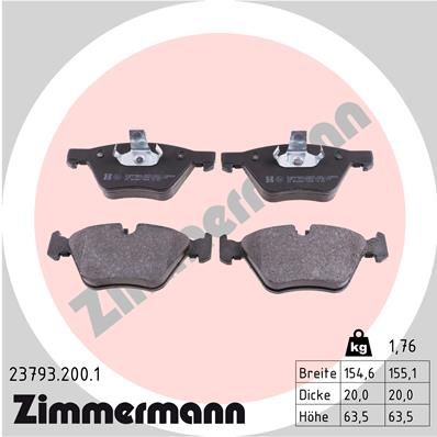 Комплект тормозных колодок, дисковый тормоз ZIMMERMANN 237932001