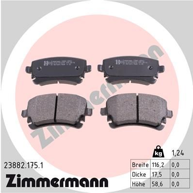 Комплект тормозных колодок, дисковый тормоз ZIMMERMANN 238821751