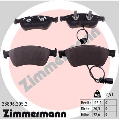 Комплект тормозных колодок, дисковый тормоз ZIMMERMANN 238962052