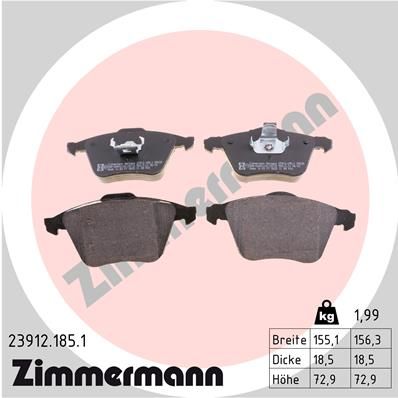 Комплект тормозных колодок, дисковый тормоз ZIMMERMANN 239121851