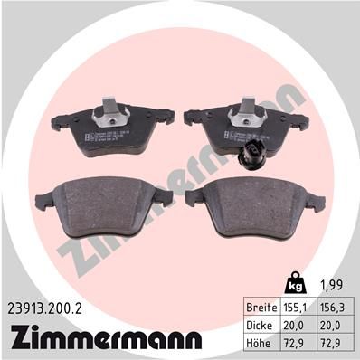 Комплект тормозных колодок, дисковый тормоз ZIMMERMANN 239132002