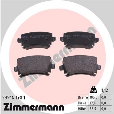 Комплект тормозных колодок, дисковый тормоз ZIMMERMANN 239141701