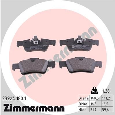 Комплект тормозных колодок, дисковый тормоз ZIMMERMANN 239241801