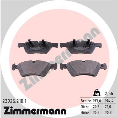 Комплект тормозных колодок, дисковый тормоз ZIMMERMANN 239252101