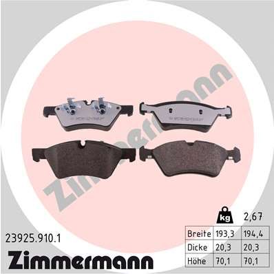 Комплект тормозных колодок, дисковый тормоз ZIMMERMANN 239259101