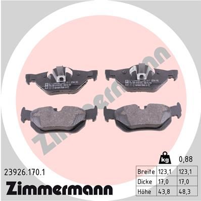 Комплект тормозных колодок, дисковый тормоз ZIMMERMANN 239261701