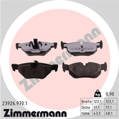 Комплект тормозных колодок, дисковый тормоз ZIMMERMANN 239269701