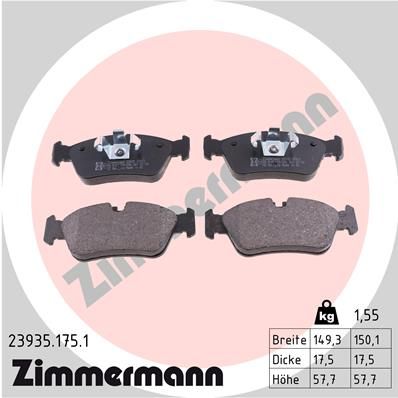 Комплект тормозных колодок, дисковый тормоз ZIMMERMANN 239351751