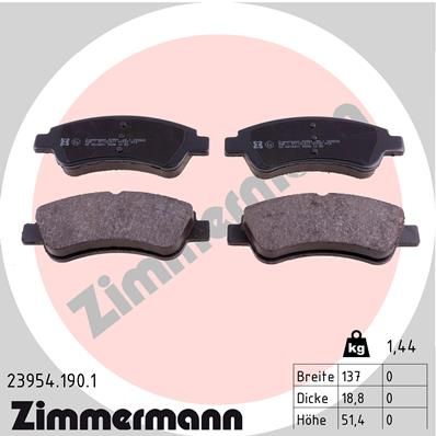 Комплект тормозных колодок, дисковый тормоз ZIMMERMANN 239541901