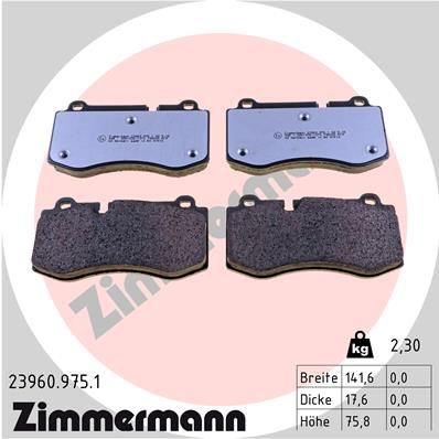 Комплект тормозных колодок, дисковый тормоз ZIMMERMANN 239609751