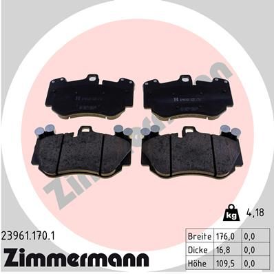 Комплект тормозных колодок, дисковый тормоз ZIMMERMANN 239611701