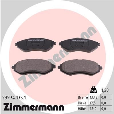 Комплект тормозных колодок, дисковый тормоз ZIMMERMANN 239741751